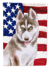 Load image into Gallery viewer, Siberian Husky Grey Patriotic Flag Canvas House Size BB9696CHF