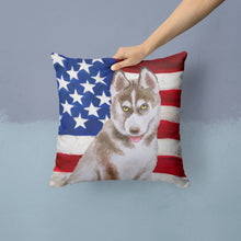 Load image into Gallery viewer, Siberian Husky Grey Patriotic Throw Pillow - 14x14 Decorative Pillow – Art for Your Home &amp; Patio BB9696PW1414