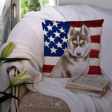 Load image into Gallery viewer, Siberian Husky Grey Patriotic Throw Pillow - 14x14 Decorative Pillow – Art for Your Home &amp; Patio BB9696PW1414