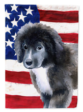 Load image into Gallery viewer, Newfoundland Puppy Patriotic Flag Canvas House Size BB9699CHF