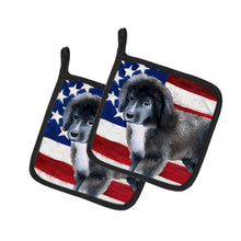Load image into Gallery viewer, Newfoundland Puppy Patriotic Pot Holders - Set of 2 - Heat-Resistant Kitchen Essentials BB9699PTHD