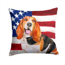 Load image into Gallery viewer, Basset Hound Patriotic Throw Pillow - 14x14 Decorative Pillow – Art for Your Home &amp; Patio BB9704PW1414