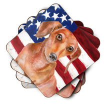 Load image into Gallery viewer, Red Dachshund Patriotic Foam Coaster  BB9707FC
