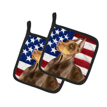 Load image into Gallery viewer, Doberman Pinscher Patriotic Pot Holders - Set of 2 - Heat-Resistant Kitchen Essentials BB9709PTHD