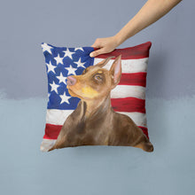Load image into Gallery viewer, Doberman Pinscher Patriotic Throw Pillow - 14x14 Decorative Pillow – Art for Your Home &amp; Patio BB9709PW1414