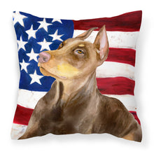 Load image into Gallery viewer, Doberman Pinscher Patriotic Fabric Decorative Pillow BB9709PW1818