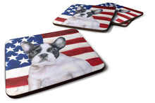 Load image into Gallery viewer, French Bulldog Black White Patriotic Foam Coaster  BB9710FC