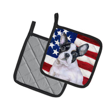 Load image into Gallery viewer, French Bulldog Black White Patriotic Pot Holders - Set of 2 - Heat-Resistant Kitchen Essentials BB9710PTHD
