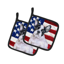 Load image into Gallery viewer, French Bulldog Black White Patriotic Pot Holders - Set of 2 - Heat-Resistant Kitchen Essentials BB9710PTHD