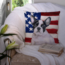 Load image into Gallery viewer, French Bulldog Black White Patriotic Throw Pillow - 14x14 Decorative Pillow – Art for Your Home &amp; Patio BB9710PW1414