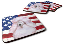 Load image into Gallery viewer, White Standard Poodle Patriotic Foam Coaster  BB9717FC