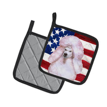 Load image into Gallery viewer, White Standard Poodle Patriotic Pot Holders - Set of 2 - Heat-Resistant Kitchen Essentials BB9717PTHD