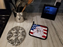 Load image into Gallery viewer, White Standard Poodle Patriotic Pot Holders - Set of 2 - Heat-Resistant Kitchen Essentials BB9717PTHD