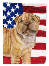 Load image into Gallery viewer, Shar Pei Puppy Patriotic Flag Canvas House Size BB9719CHF