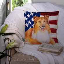 Load image into Gallery viewer, Sheltie Patriotic Throw Pillow - 14x14 Decorative Pillow – Art for Your Home &amp; Patio BB9720PW1414