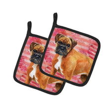 Load image into Gallery viewer, German Boxer Love Pot Holders - Set of 2 - Heat-Resistant Kitchen Essentials BB9727PTHD