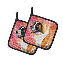 Load image into Gallery viewer, Saint Bernard Love Pot Holders - Set of 2 - Heat-Resistant Kitchen Essentials BB9766PTHD