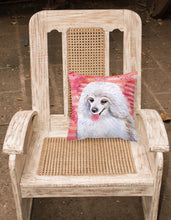 Load image into Gallery viewer, Medium White Poodle Love Fabric Decorative Pillow BB9770PW1818