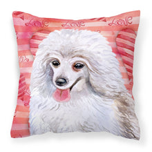 Load image into Gallery viewer, Medium White Poodle Love Fabric Decorative Pillow BB9770PW1818