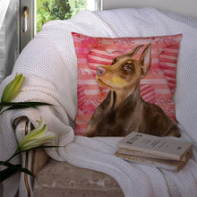 Load image into Gallery viewer, Doberman Pinscher Love Throw Pillow - 14x14 Decorative Pillow – Art for Your Home &amp; Patio BB9796PW1414