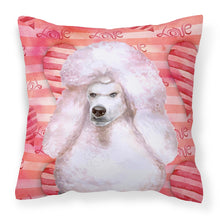 Load image into Gallery viewer, White Standard Poodle Love Fabric Decorative Pillow BB9804PW1818