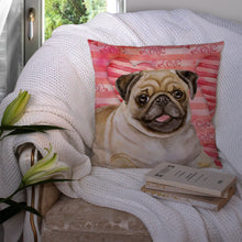Load image into Gallery viewer, Fawn Pug Love Throw Pillow - 14x14 Decorative Pillow – Art for Your Home &amp; Patio BB9805PW1414