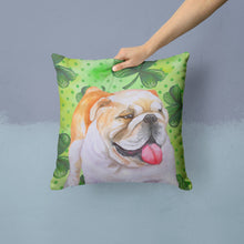 Load image into Gallery viewer, English Bulldog St Patrick's Throw Pillow - 14x14 Decorative Pillow – Art for Your Home &amp; Patio BB9813PW1414