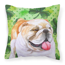 Load image into Gallery viewer, English Bulldog St Patrick's Fabric Decorative Pillow BB9813PW1818