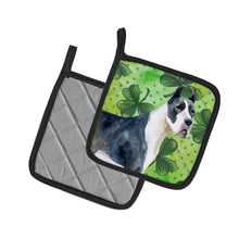 Load image into Gallery viewer, Harlequin Great Dane St Patrick's Pot Holders - Set of 2 - Heat-Resistant Kitchen Essentials BB9817PTHD