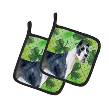 Load image into Gallery viewer, Harlequin Great Dane St Patrick's Pot Holders - Set of 2 - Heat-Resistant Kitchen Essentials BB9817PTHD