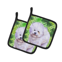 Load image into Gallery viewer, Bichon Frise St Patrick's Pot Holders - Set of 2 - Heat-Resistant Kitchen Essentials BB9822PTHD