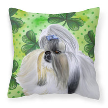 Load image into Gallery viewer, Shih Tzu St Patrick's Fabric Decorative Pillow BB9840PW1818