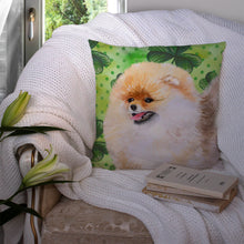 Load image into Gallery viewer, Pomeranian St Patrick's Throw Pillow - 14x14 Decorative Pillow – Art for Your Home &amp; Patio BB9856PW1414
