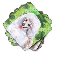Load image into Gallery viewer, Medium White Poodle St Patrick's Foam Coaster  BB9857FC