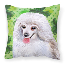 Load image into Gallery viewer, Medium White Poodle St Patrick's Fabric Decorative Pillow BB9857PW1818