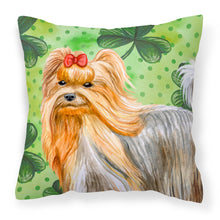 Load image into Gallery viewer, Yorkshire Terrier St Patrick's Fabric Decorative Pillow
