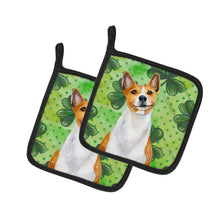 Load image into Gallery viewer, Basenji St Patrick's Pot Holders - Set of 2 - Heat-Resistant Kitchen Essentials BB9866PTHD