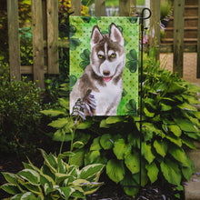 Load image into Gallery viewer, Siberian Husky Grey St Patrick's Garden Flag - Outdoor Decorative Yard Flag BB9870GF