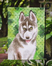 Load image into Gallery viewer, Siberian Husky Grey St Patrick's Garden Flag - Outdoor Decorative Yard Flag BB9870GF