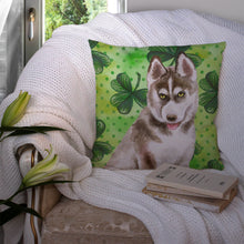 Load image into Gallery viewer, Siberian Husky Grey St Patrick's Throw Pillow - 14x14 Decorative Pillow – Art for Your Home &amp; Patio BB9870PW1414