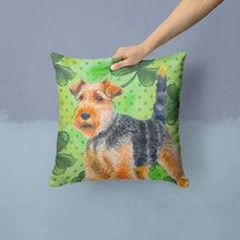 Load image into Gallery viewer, Welsh Terrier St Patrick's Throw Pillow - 14x14 Decorative Pillow – Art for Your Home &amp; Patio BB9874PW1414