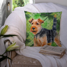Load image into Gallery viewer, Welsh Terrier St Patrick's Throw Pillow - 14x14 Decorative Pillow – Art for Your Home &amp; Patio BB9874PW1414