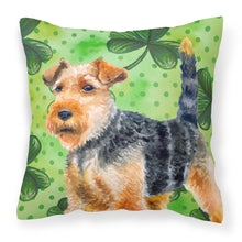 Load image into Gallery viewer, Welsh Terrier St Patrick's Fabric Decorative Pillow BB9874PW1818