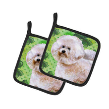 Load image into Gallery viewer, Bichon Frise #2 St Patrick's Pot Holders - Set of 2 - Heat-Resistant Kitchen Essentials BB9879PTHD