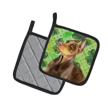 Load image into Gallery viewer, Doberman Pinscher St Patrick's Pot Holders - Set of 2 - Heat-Resistant Kitchen Essentials BB9883PTHD