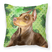 Load image into Gallery viewer, Doberman Pinscher St Patrick's Fabric Decorative Pillow BB9883PW1818
