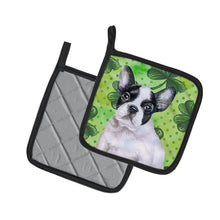 Load image into Gallery viewer, French Bulldog Black White St Patrick's Pot Holders - Set of 2 - Heat-Resistant Kitchen Essentials BB9884PTHD