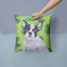 Load image into Gallery viewer, French Bulldog Black White St Patrick's Throw Pillow - 14x14 Decorative Pillow – Art for Your Home &amp; Patio BB9884PW1414
