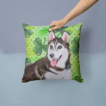Load image into Gallery viewer, Siberian Husky #2 St Patrick's Throw Pillow - 14x14 Decorative Pillow – Art for Your Home &amp; Patio BB9886PW1414