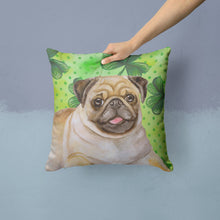 Load image into Gallery viewer, Fawn Pug St Patrick's Throw Pillow - 14x14 Decorative Pillow – Art for Your Home &amp; Patio BB9892PW1414